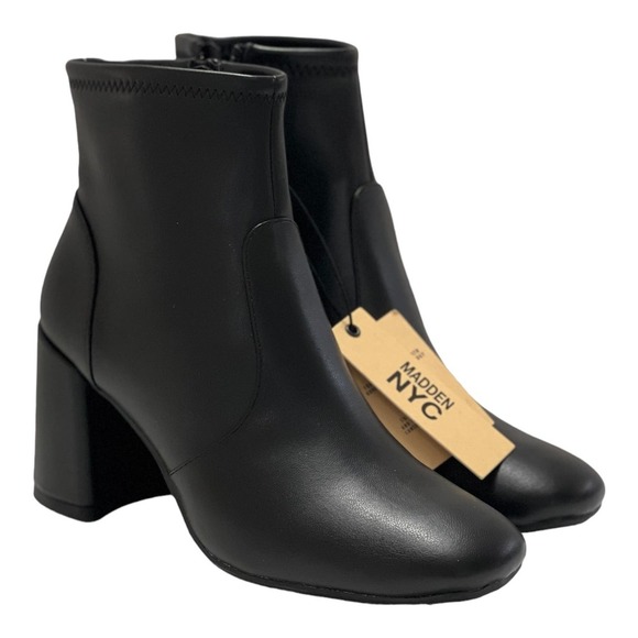 MADDEN NYC Women's Side 9 Bootie Zip black Ankle Heel Boots Comfort Form NEW - Picture 2 of 10